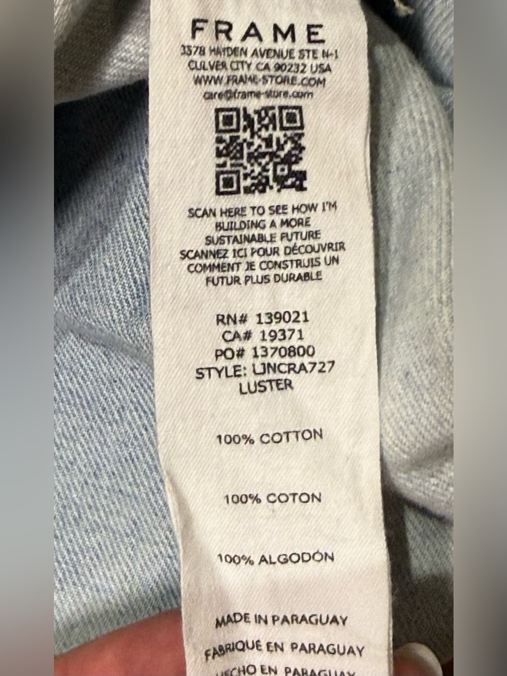 FRAME Le Jane Crop Luster Light Wash Raw Hem Jeans Size 30 - Picture 12 of 14